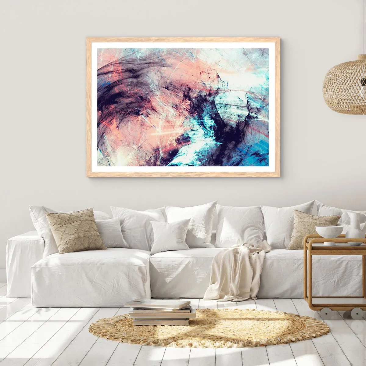 Poster in einem Rahmen aus heller Eiche - Fühle den Wind - 70x50 cm