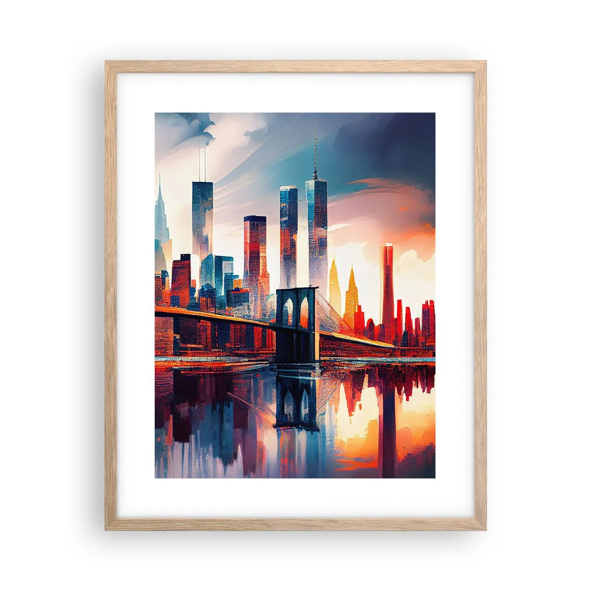 Poster in einem Rahmen aus heller Eiche - Traumhaftes New York - 40x50 cm