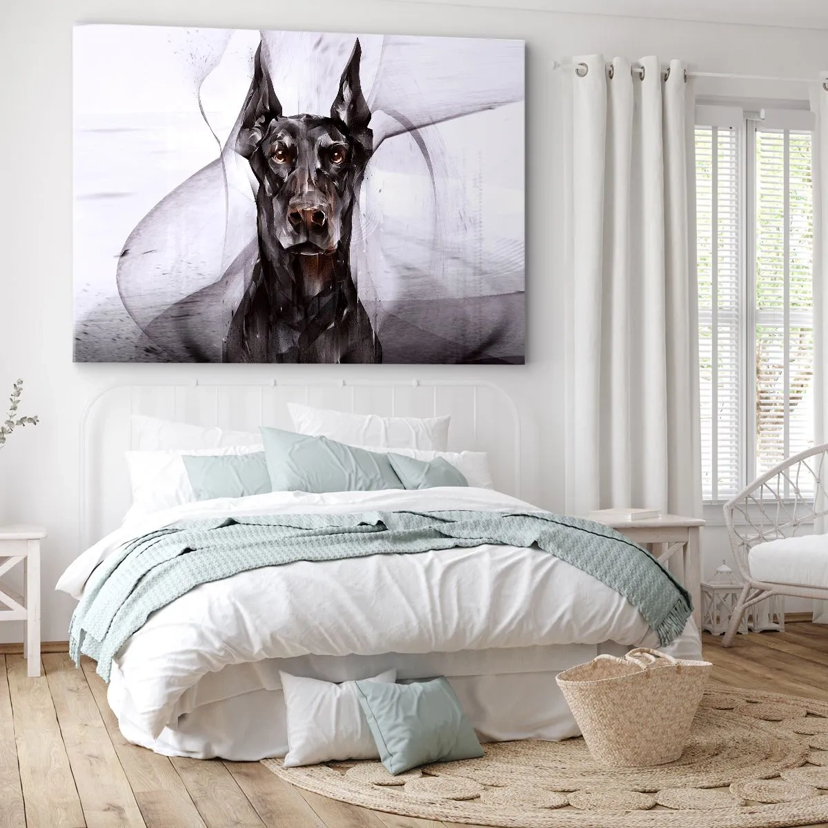 Bild auf Leinwand - Leinwandbild - Abstraktes Porträt eines Hundes in künstlerischer Herangehensweise - 70x50cm - Edelgeboren - Moderne Wanddekoration für Wohnzimmer und Schlafzimmer ARTTOR