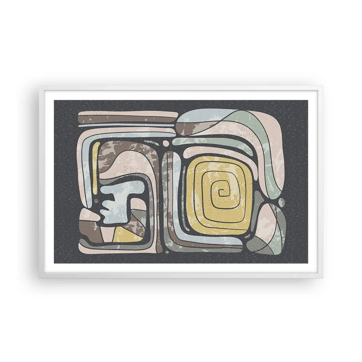 Poster in einem weißen Rahmen - Abstraktion im präkolumbianischen Geist - 91x61 cm