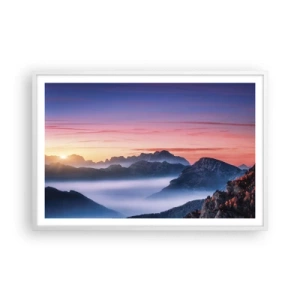 Poster in einem weißen Rahmen - Über die Täler - 91x61 cm