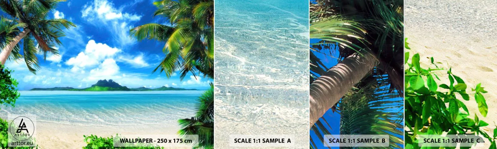Fototapetenmuster Standard Eco - Das Azurblau der Tropen - Landschaft, Ozean, Strand - 100x30 cm