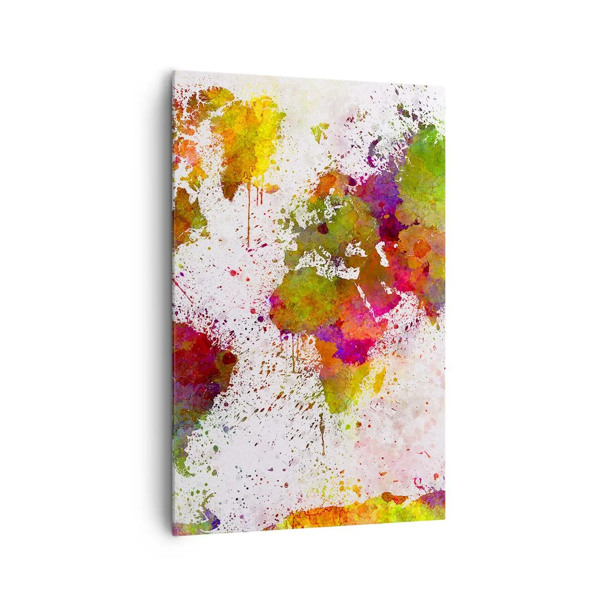 Bild auf Leinwand - Leinwandbild - Eine farbenfrohe Weltkarte im abstrakten Stil - 80x120cm - Irgendwie ist es gleich geworden - Moderne Wanddekoration für Wohnzimmer und Schlafzimmer ARTTOR