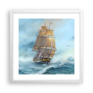 Poster in einem weißen Rahmen - Über die Wellen gleiten - 40x40 cm