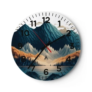 Wanduhr - Glasuhr - Perfekte Berglandschaft - 40x40 cm