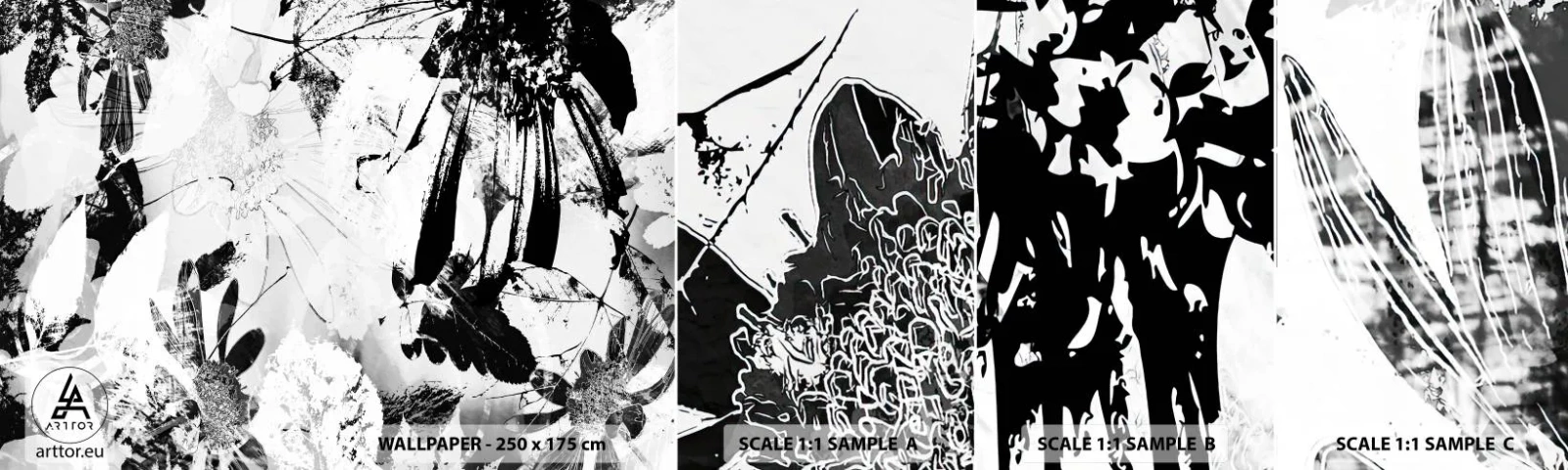 Fototapetenmuster Standard Eco - Herbst negativ - Abstraktion, Blumen, Grafik - 100x30 cm