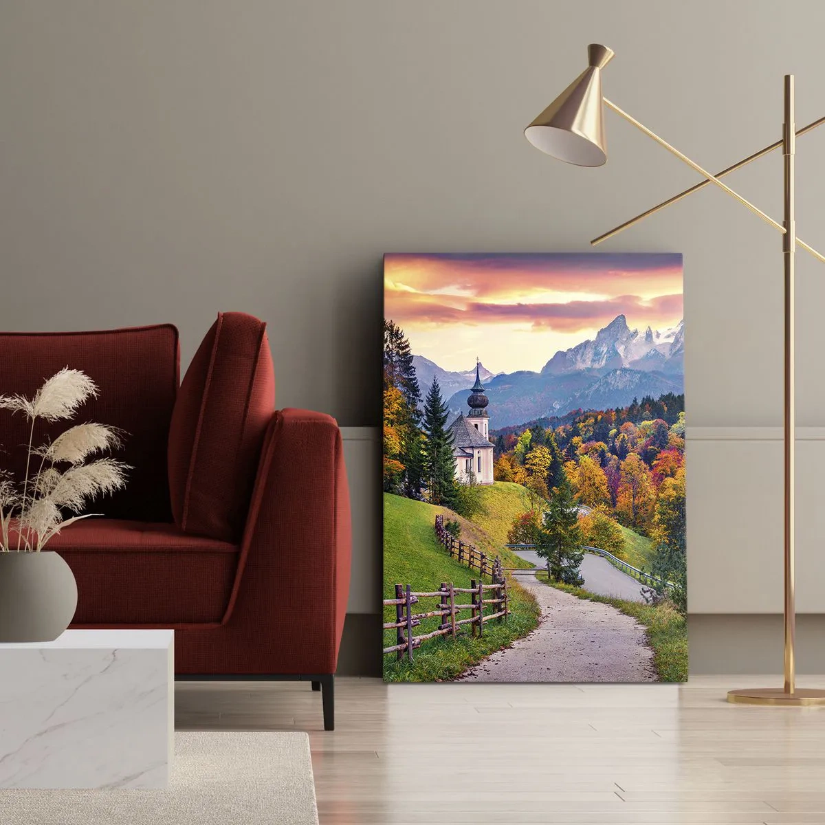 Bild auf Leinwand - Leinwandbild - Landschaftsartige Malerei - 55x100 cm