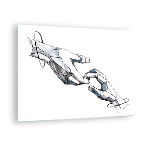 Glasbild - Bild auf glas - Künstlerische Darstellung zweier Hände im abstrakten Stil - 70x50cm - Eine gute Geste - Moderne Wanddekoration für Wohnzimmer und Schlafzimmer ARTTOR