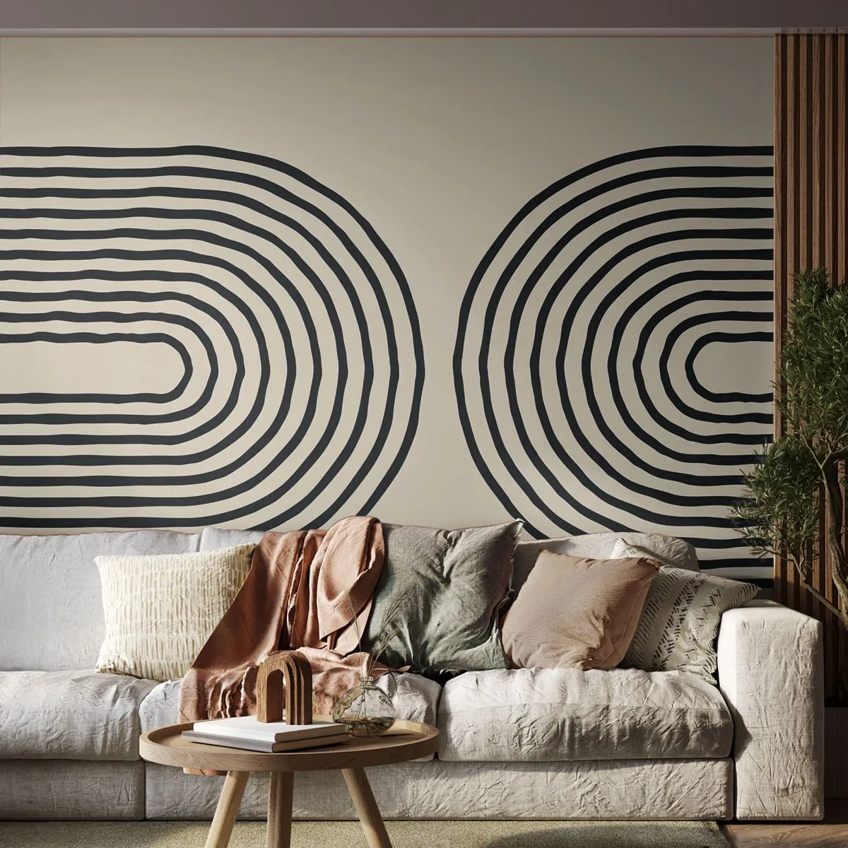 Fototapete Premium Sand - Abstraktes geometrisches Muster im minimalistischen Stil - 100x70cm - In einem Moment ... - Moderne Wanddekoration für Wohnzimmer und Schlafzimmer ARTTOR