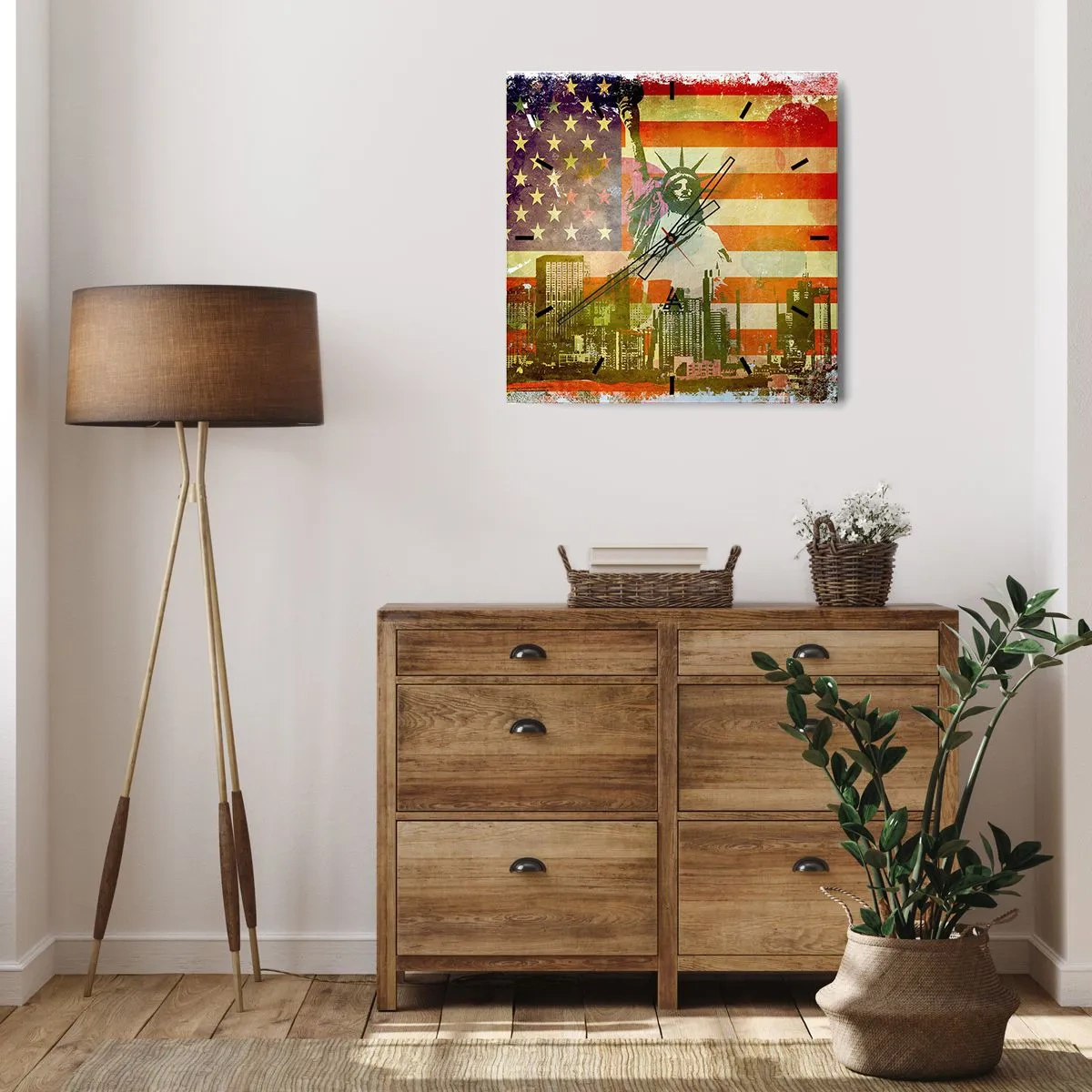 Wanduhr - Glasuhr - Viva Amerika! - 40x40 cm