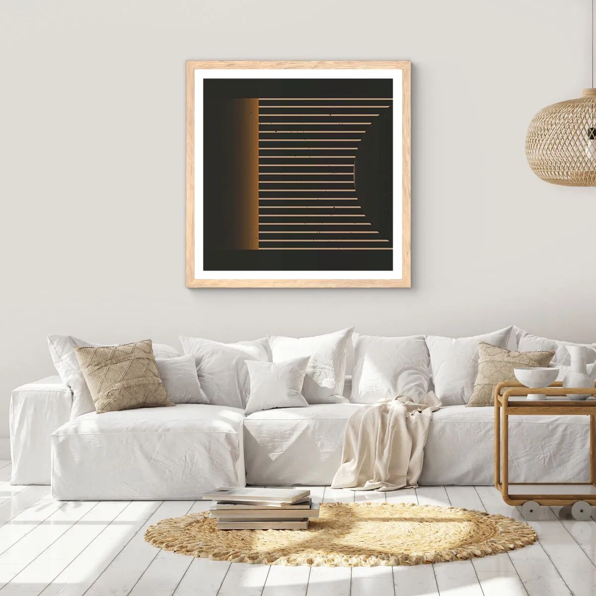 Poster in einem Rahmen aus heller Eiche - Die Dunkelheit erkunden - 30x30 cm