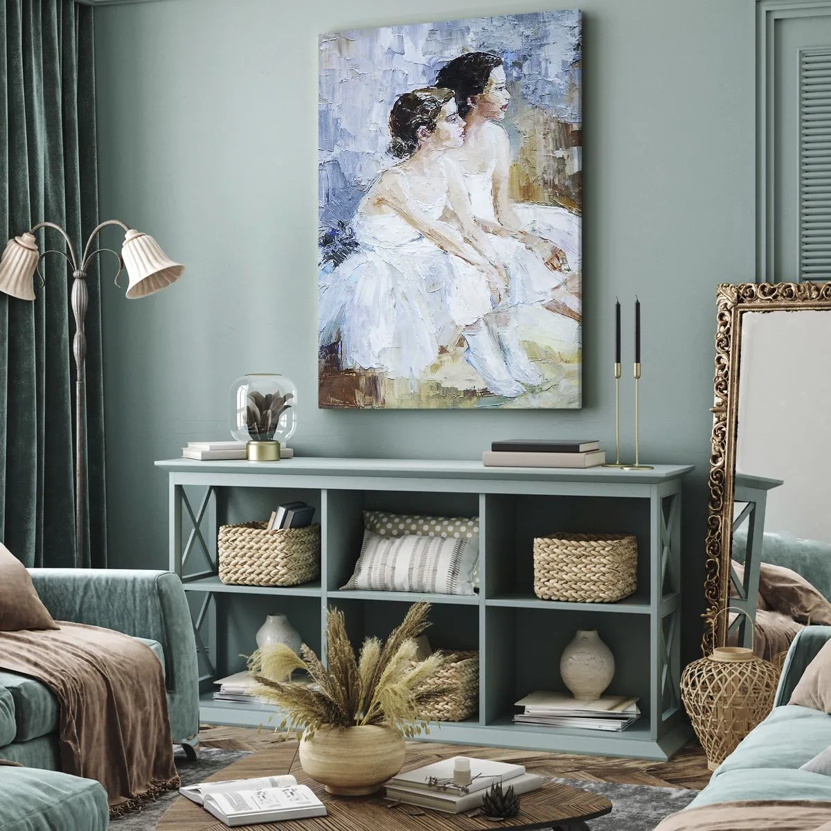 Bild auf Leinwand - Leinwandbild - Rest der jungen Schwäne - 45x80 cm