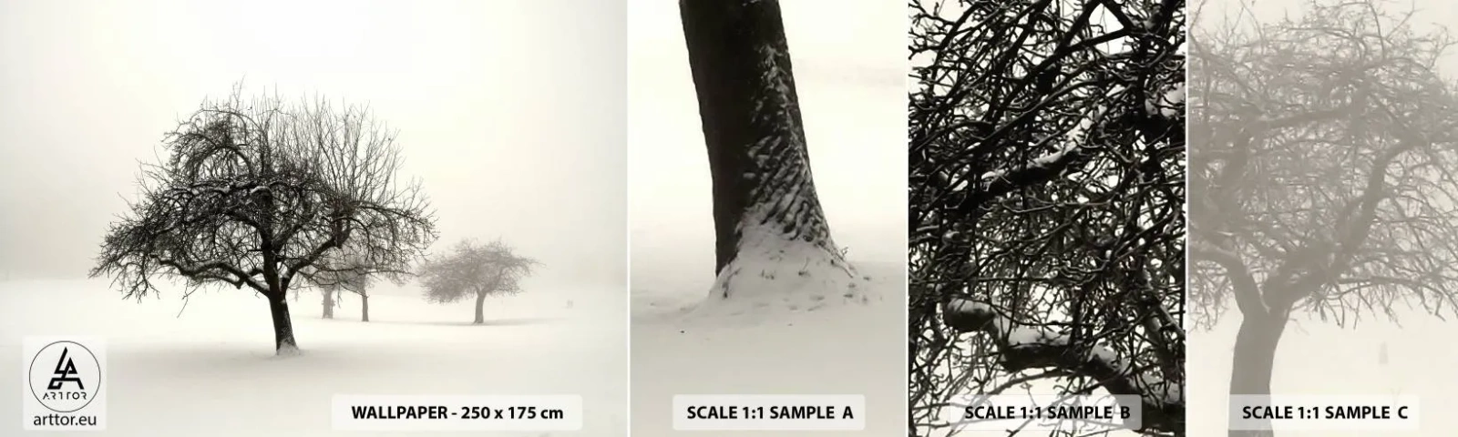 Fototapeten Muster Selbstklebend Deluxe Sticker - Winterschlaf - Grafik, Baum, Natur - 100x30 cm