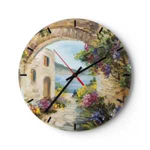 Wanduhr - Glasuhr - Charme einer Küstenprovinz - 40x40 cm