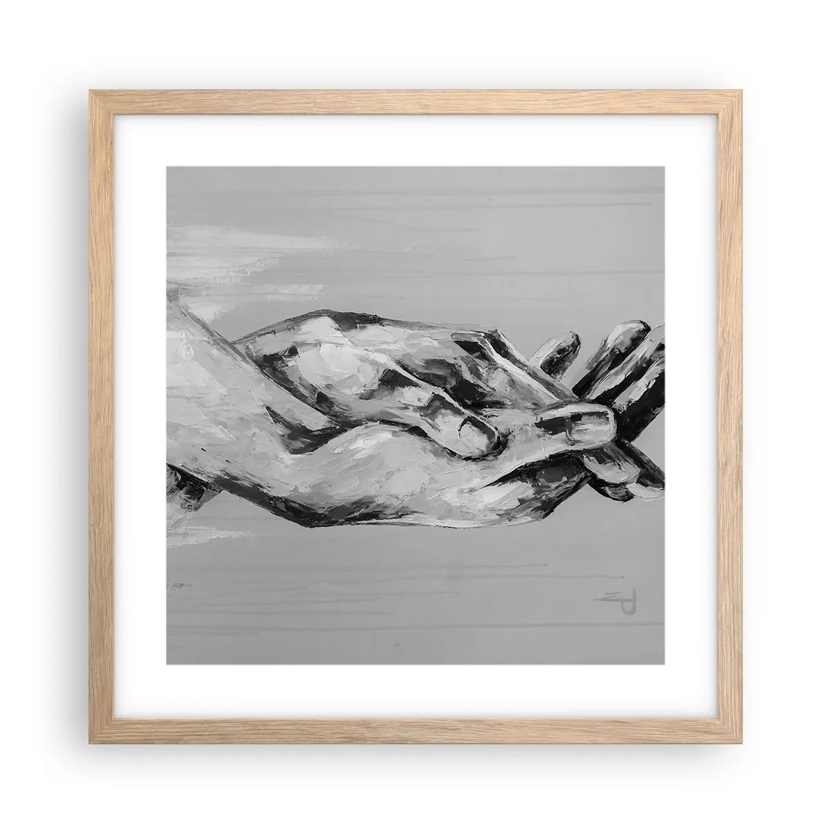 Poster in einem Rahmen aus heller Eiche - Anfang… - 40x40 cm