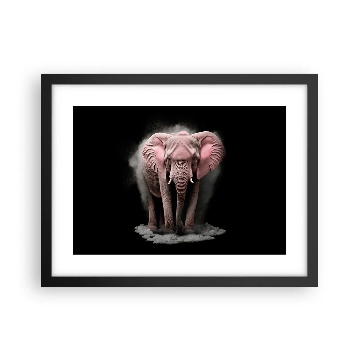 Poster in einem schwarzem Rahmen - Denke nicht an einen rosa Elefanten! - 40x30 cm