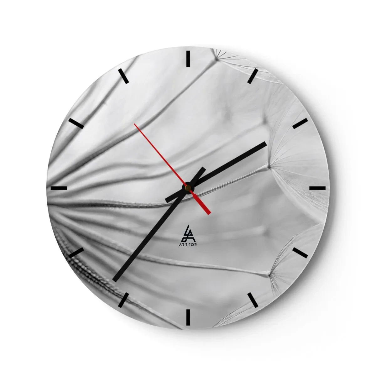 Wanduhr - Glasuhr - Löwenzahn, Drachen - 40x40 cm