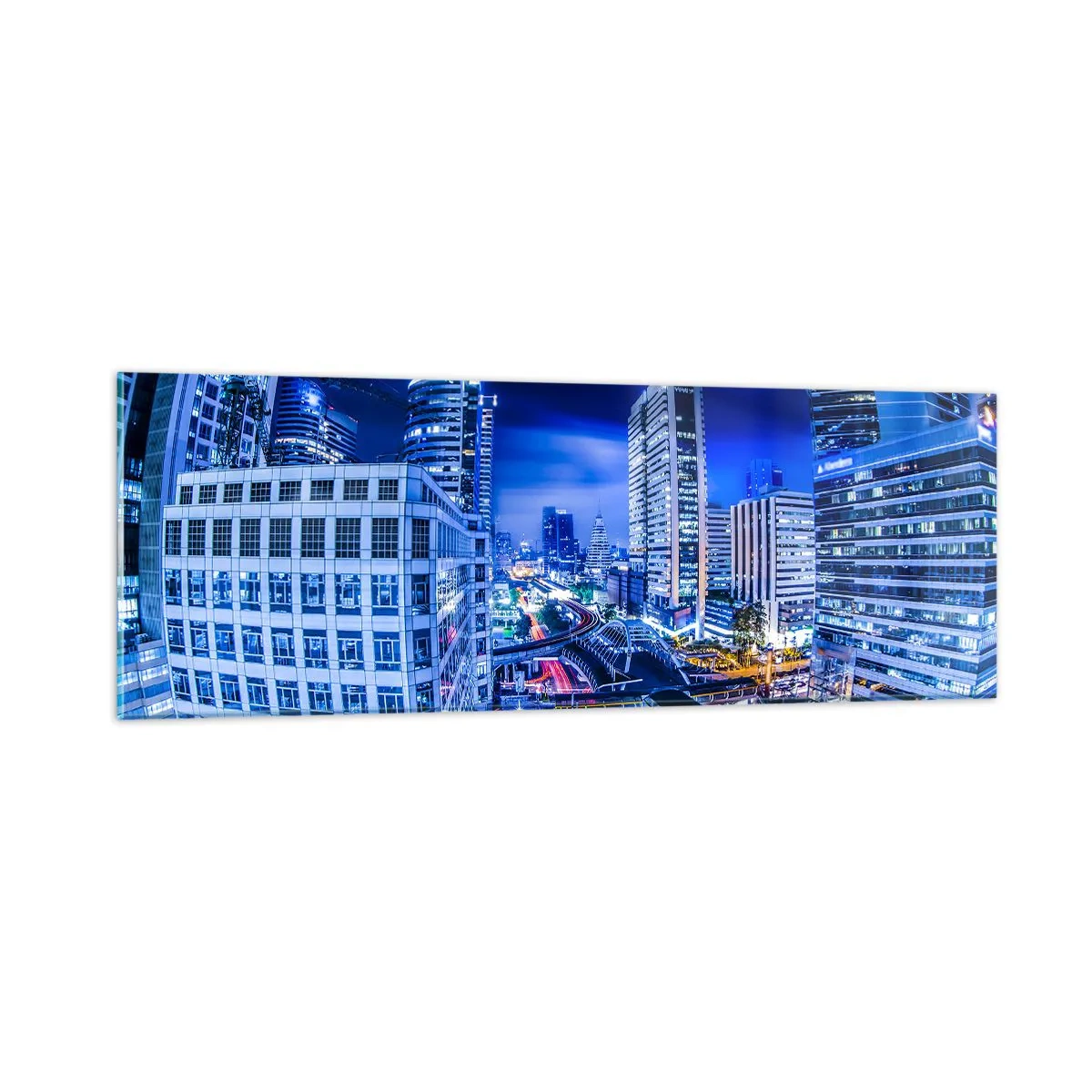 Glasbild - Bild auf glas - Rhythmen der Nachtstadt - 90x30 cm