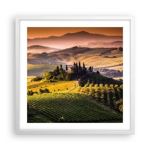 Poster in einem weißen Rahmen - Arkadien - die toskanische Landschaft - 50x50 cm