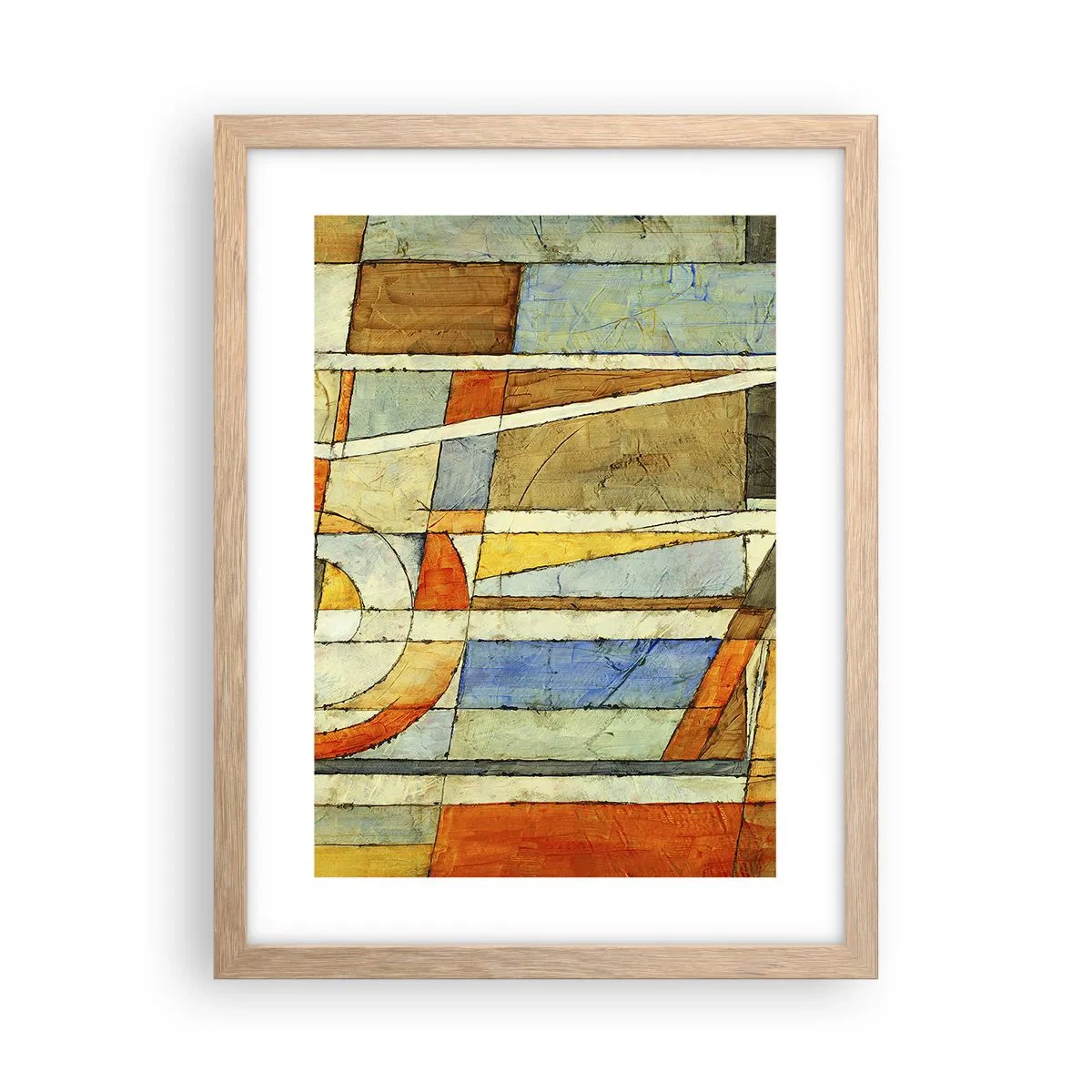 Poster in einem Rahmen aus heller Eiche - Kubismus auf der Baustelle - 30x40 cm