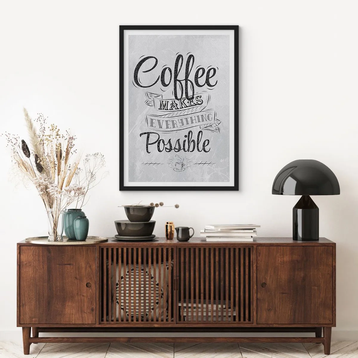 Poster in einem schwarzem Rahmen - Wie kann man Kaffee nicht lieben? - 40x50 cm