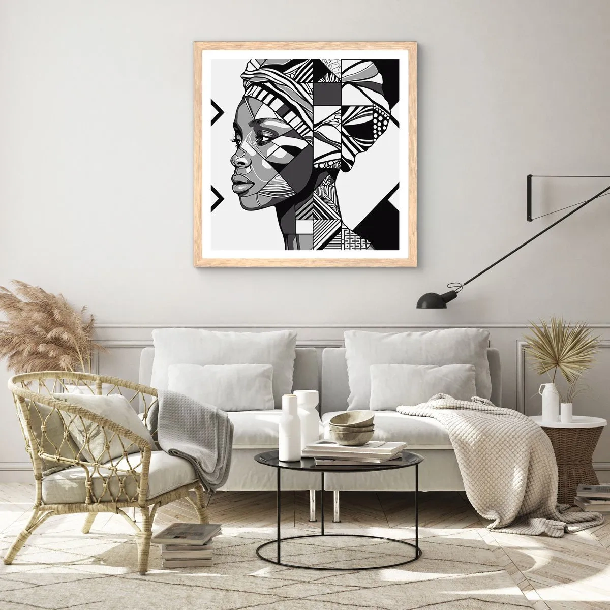 Poster in einem Rahmen aus heller Eiche - Ethnisches Porträt - 40x40 cm