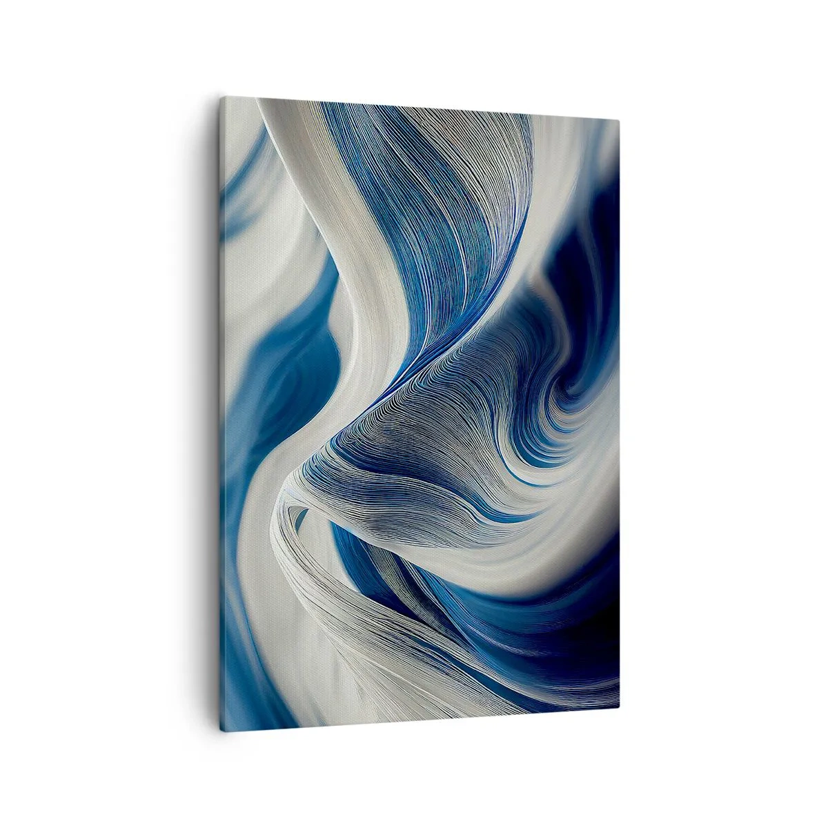 Bild auf Leinwand - Leinwandbild - Abstrakte Wellen in Blau- und Weißtönen - 50x70cm - Fließfähigkeit von Blau und Weiß - Moderne Wanddekoration für Wohnzimmer und Schlafzimmer ARTTOR