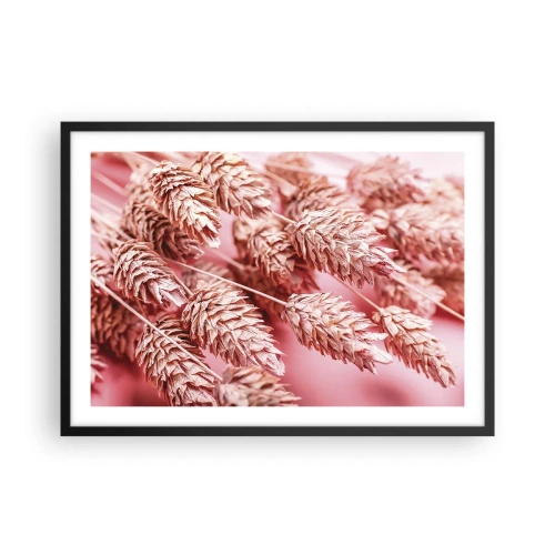 Poster in einem schwarzem Rahmen - Nahaufnahme der rosa gefärbten Ohren - 70x50cm - Eine Blumenkaskade in Rosa - Moderne Wanddekoration für Wohnzimmer und Schlafzimmer ARTTOR