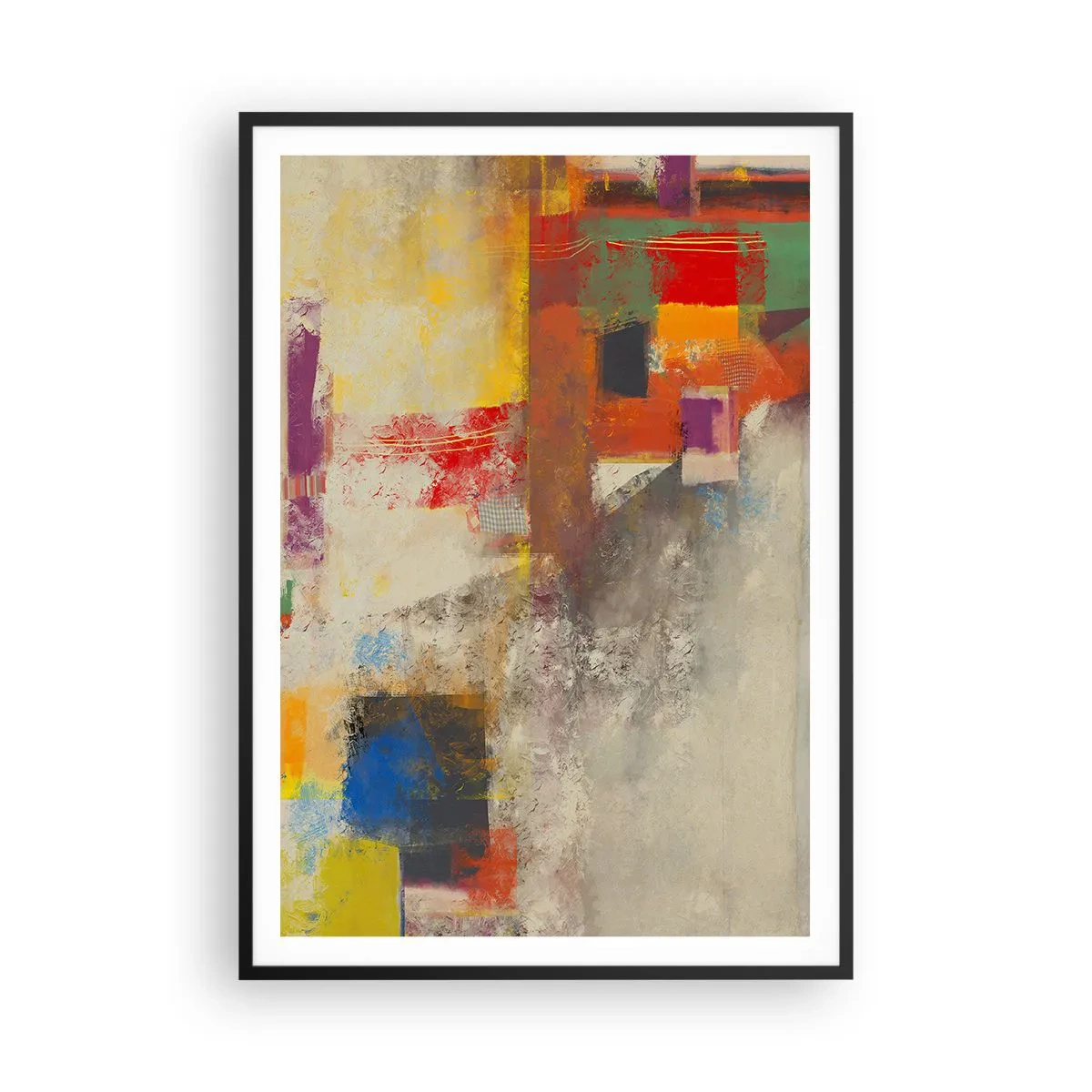 Poster in einem schwarzem Rahmen - Geometrie der Farben - 70x100 cm