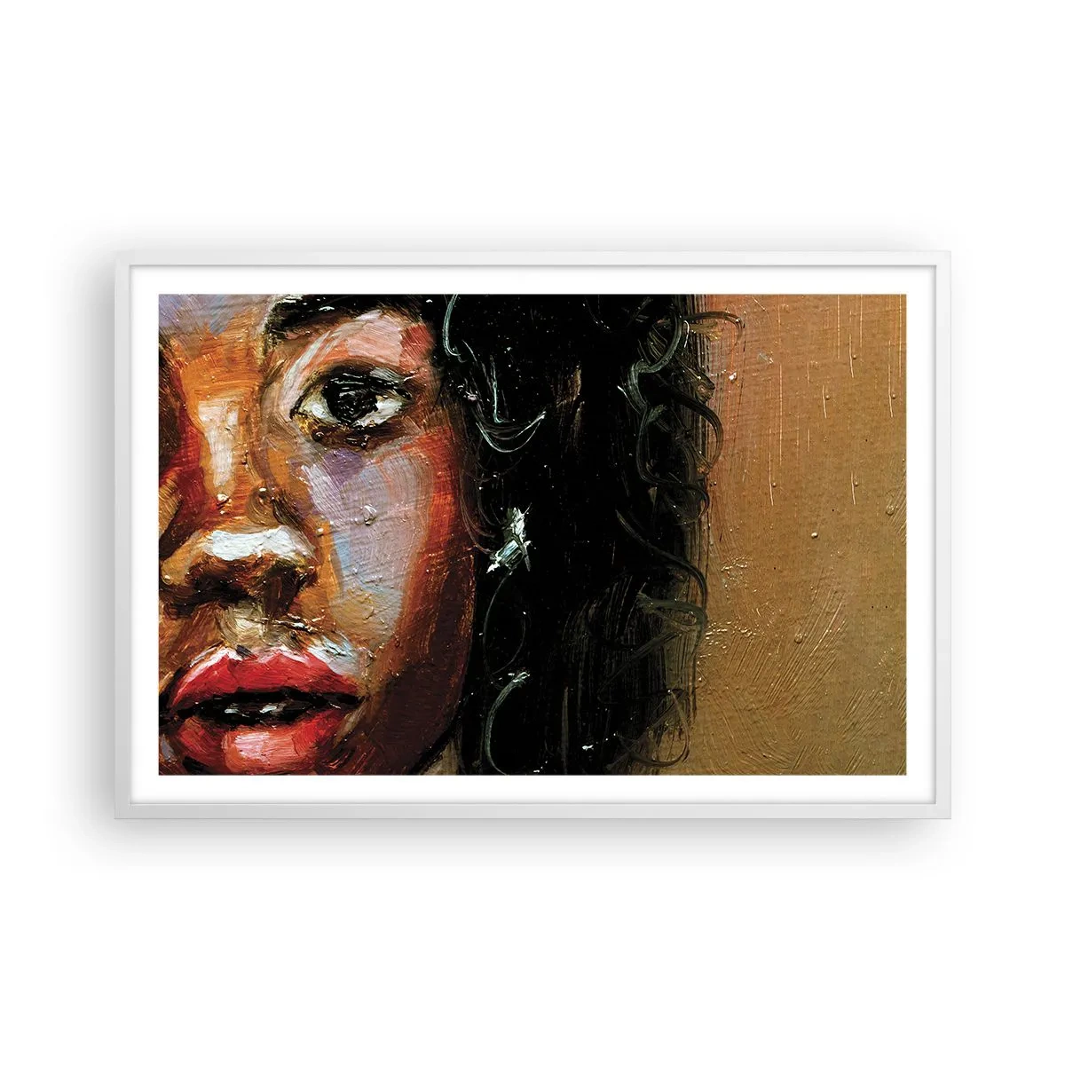 Poster in einem weißen Rahmen - Schwarz und Glanz - 91x61 cm