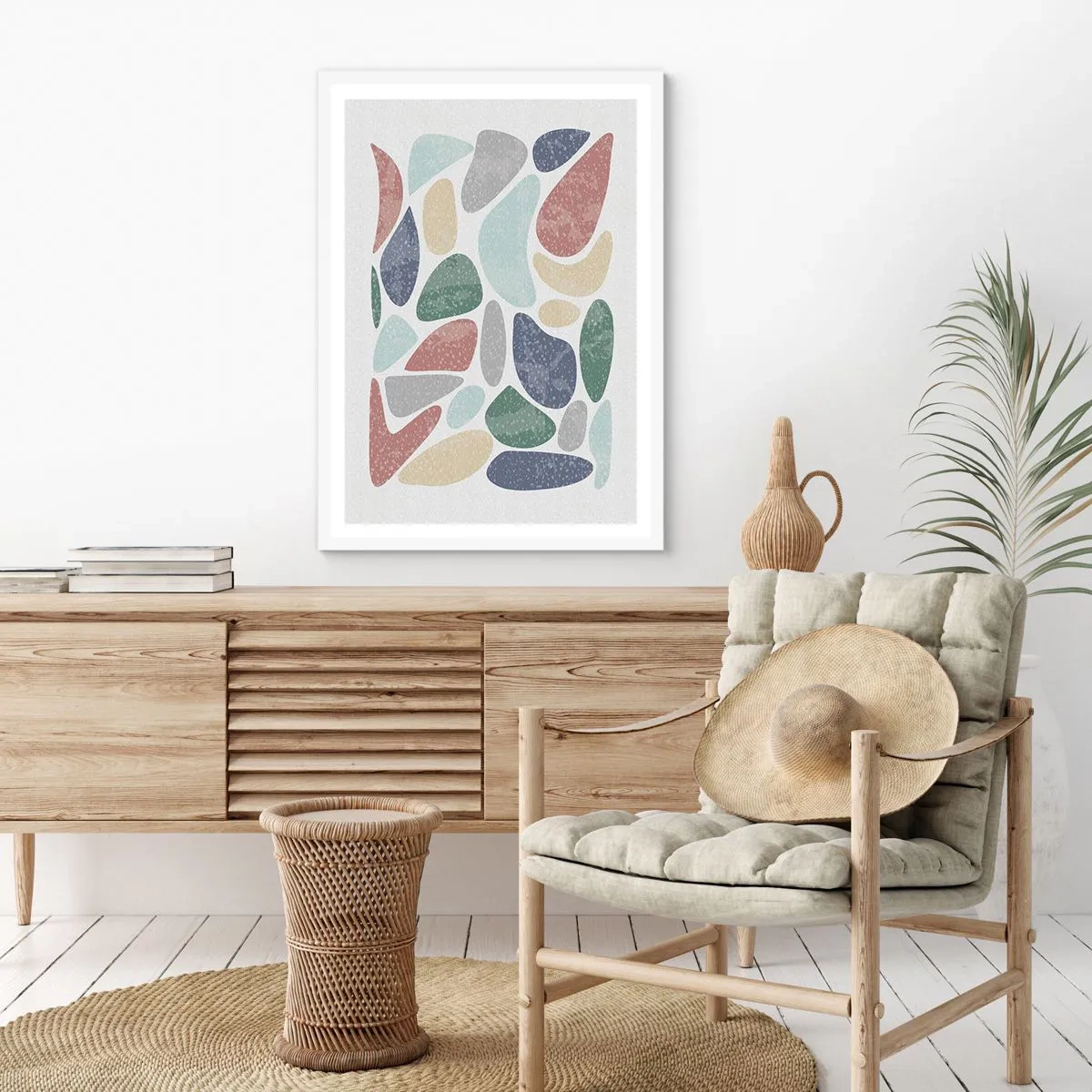 Poster in einem weißen Rahmen - Mosaik aus pulverförmigen Farben - 30x40 cm