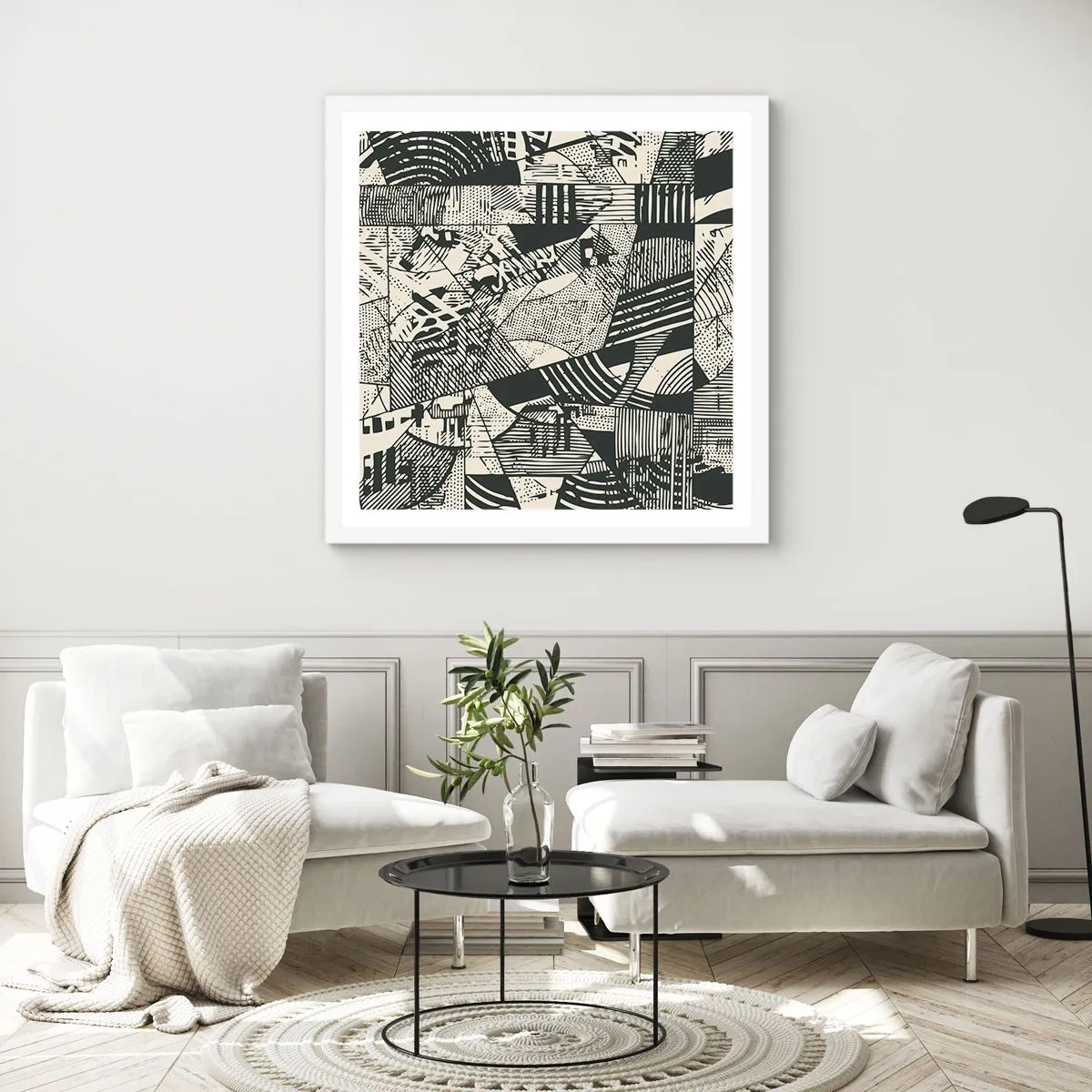 Poster in einem weißen Rahmen - Die Dynamik der Gegenwart - 50x50 cm