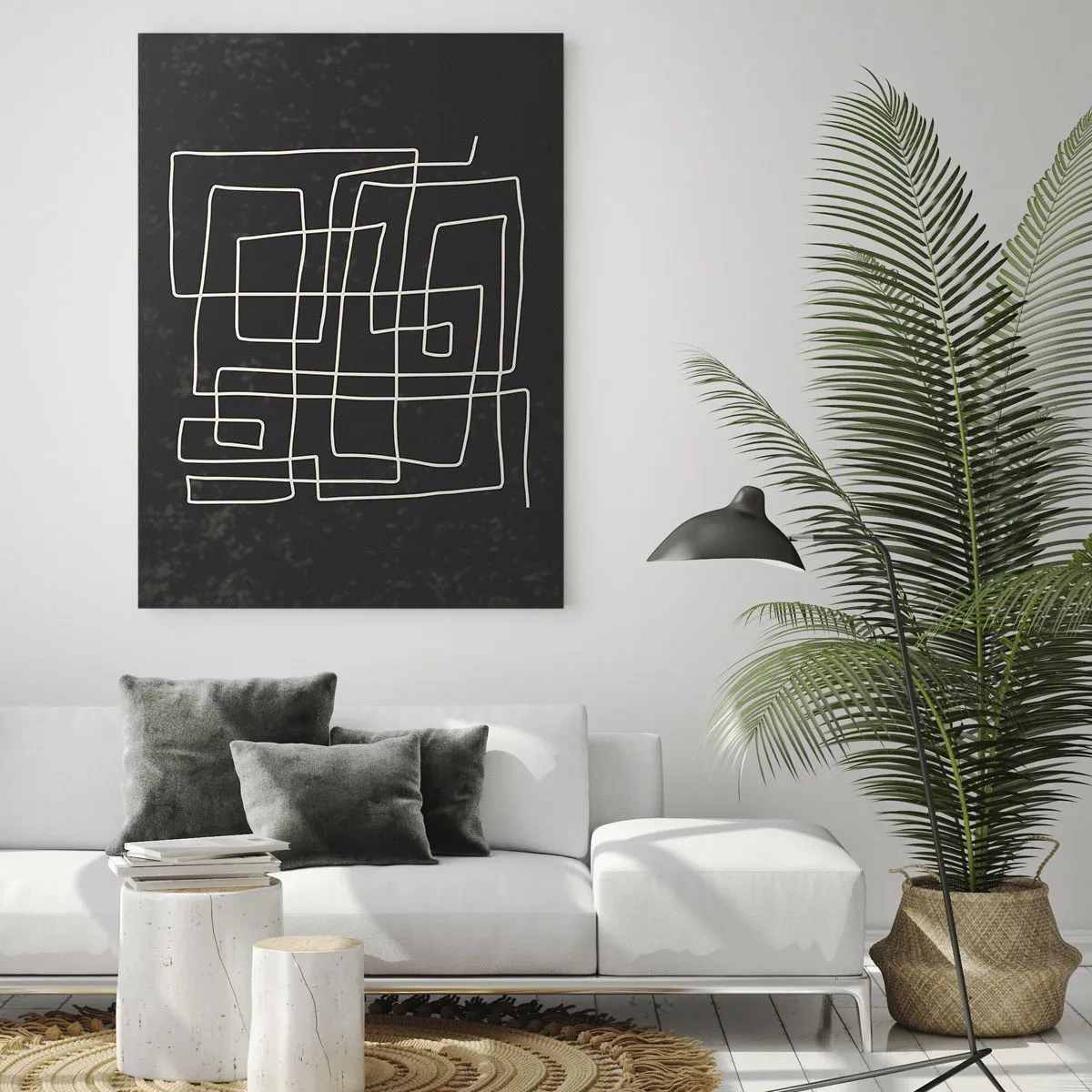 Glasbild - Bild auf glas - Abstraktes geometrisches Muster auf dunklem Hintergrund - 70x100cm - Nicht so einfach - Moderne Wanddekoration für Wohnzimmer und Schlafzimmer ARTTOR
