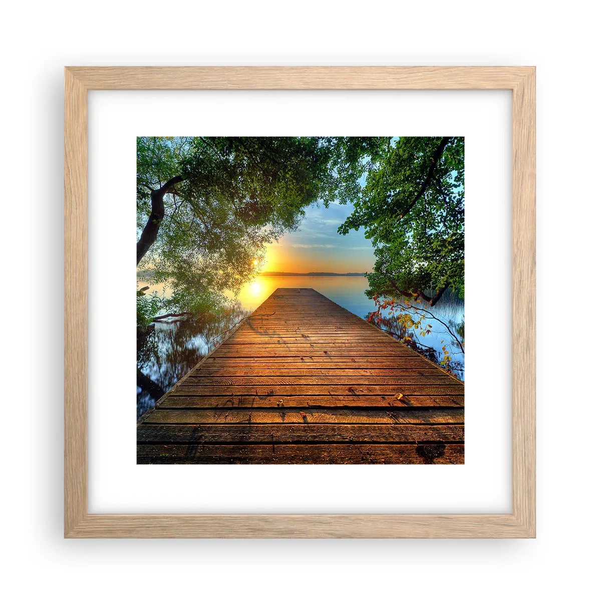 Poster in einem Rahmen aus heller Eiche - Nimm dir Zeit, setz dich hin - 30x30 cm