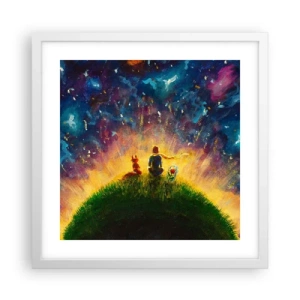 Poster in einem weißen Rahmen - Liebe und Freundschaft - die ganze Welt - 40x40 cm