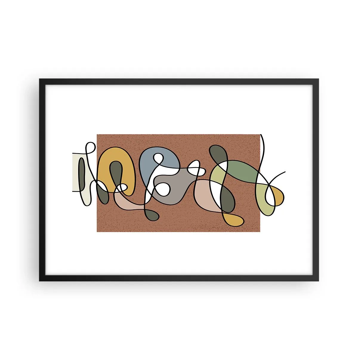 Poster in einem schwarzem Rahmen - Bunte Abstraktion mit Punkten und Linien - 70x50cm - Abstraktion, die ein Lächeln wert ist - Moderne Wanddekoration für Wohnzimmer und Schlafzimmer ARTTOR