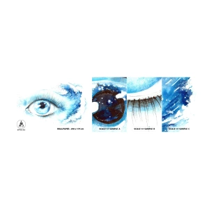 Fototapeten Muster Selbstklebend Deluxe Sticker - Tauchen Sie ein in das Blau der Blicke - Abstraktion, Auge, Stück - 100x30 cm