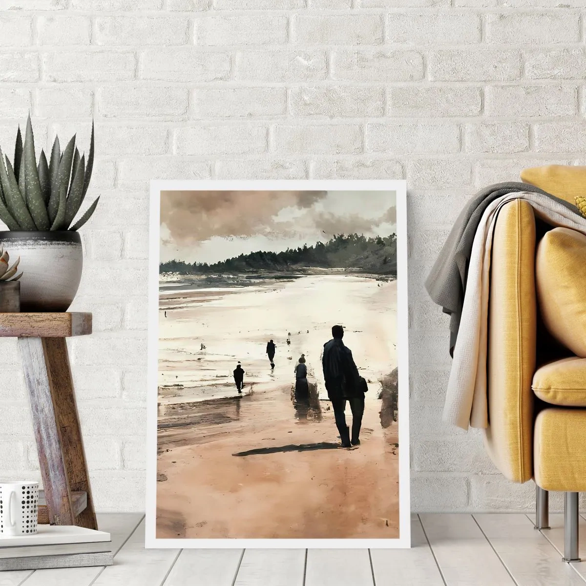 Poster - Ein Strandspaziergang in nostalgischen Farben - 50x70cm - Einberufen - Moderne Wanddekoration für Wohnzimmer und Schlafzimmer ARTTOR