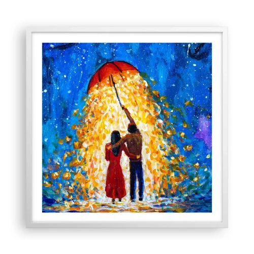 Poster in einem weißen Rahmen - Zauber eines Regenabends? - 60x60 cm