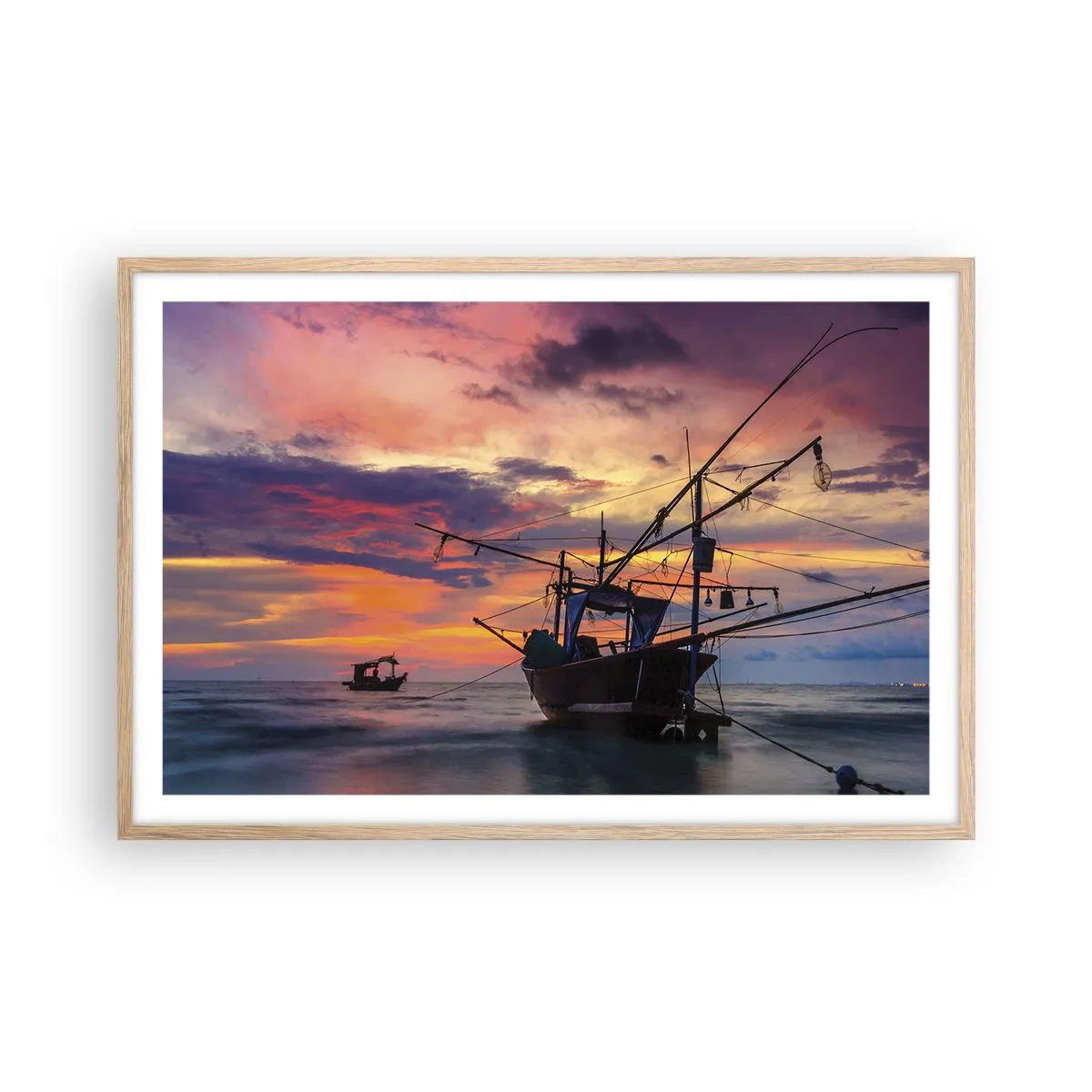 Poster in einem Rahmen aus heller Eiche - Exotischer Abend - 91x61 cm