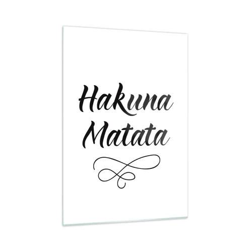 Glasbild - Bild auf glas - Hakuna Matata Schriftzug mit dekorativem Akzent auf weißem Hintergrund - 50x70cm - Bester Ratschlag - Moderne Wanddekoration für Wohnzimmer und Schlafzimmer ARTTOR
