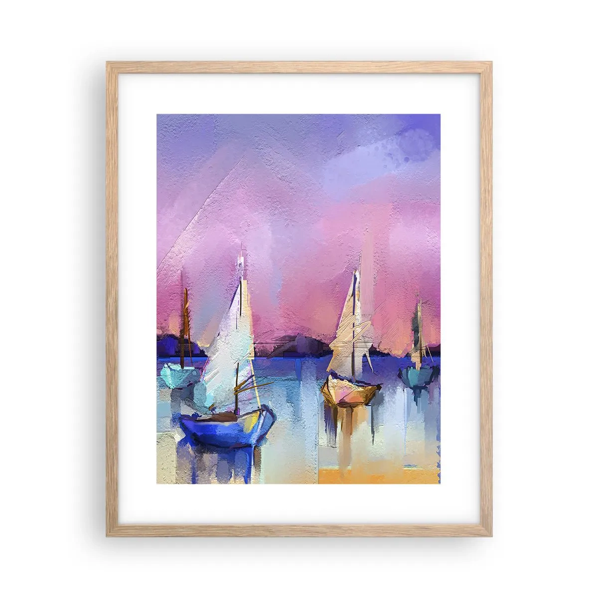 Poster in einem Rahmen aus heller Eiche - Richtung: breites Wasser - 40x50 cm