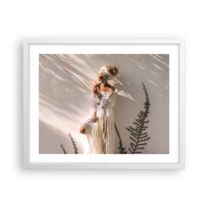 Poster in einem weißen Rahmen - Die Sonne und das Mädchen - 50x40 cm