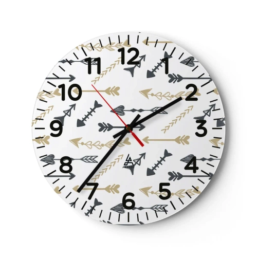 Wanduhr - Glasuhr - Der Traum des Bogenschützen - 30x30 cm