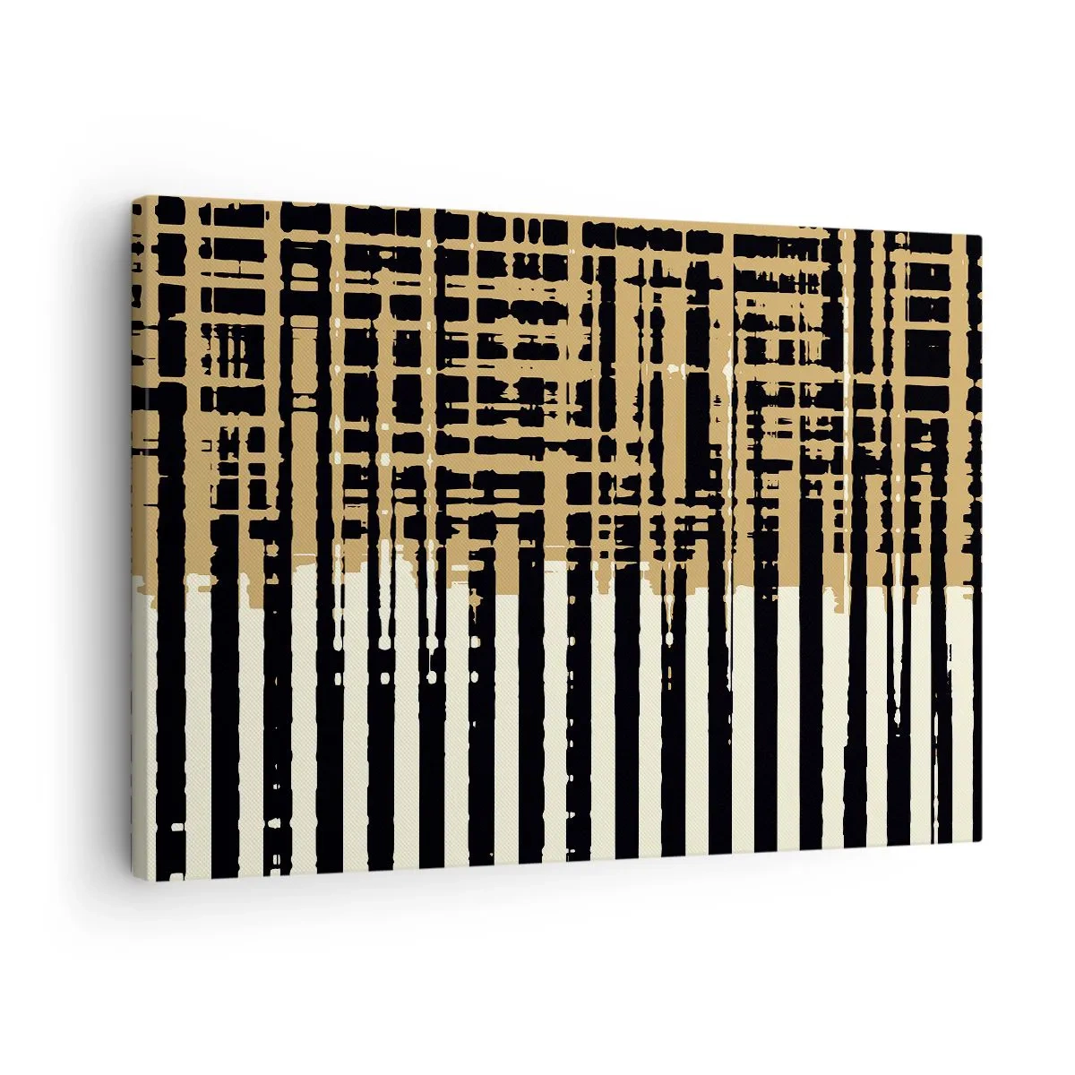 Bild auf Leinwand - Leinwandbild - Abstrakte Linien in Schwarz, Beige und Weiß - 70x50cm - Architektonische Abstraktion - Moderne Wanddekoration für Wohnzimmer und Schlafzimmer ARTTOR