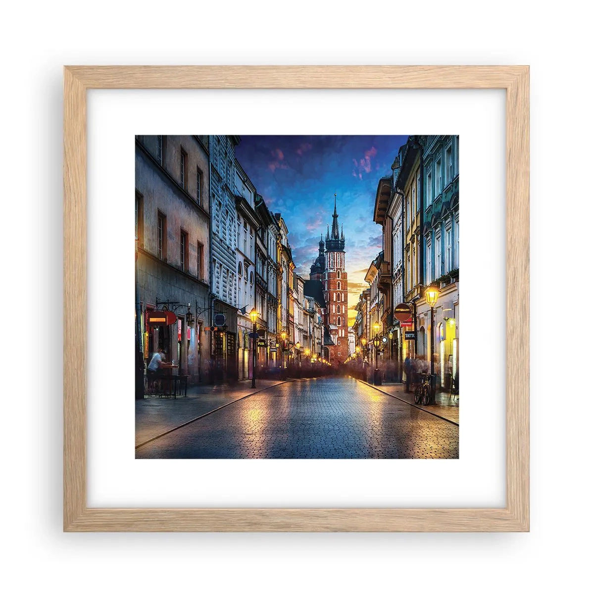 Poster in einem Rahmen aus heller Eiche - Krakauer Charme - 30x30 cm