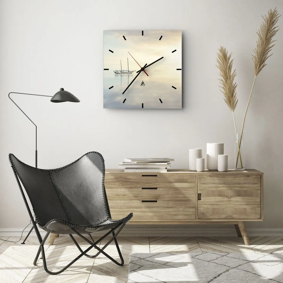 Wanduhr - Glasuhr - Im Meer der Stille - 40x40 cm
