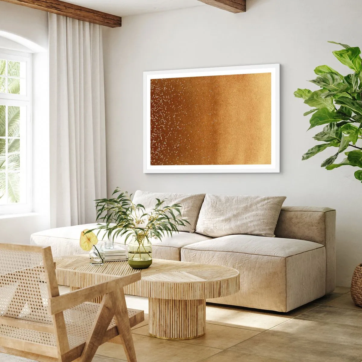 Poster in einem weißen Rahmen - Die Geburt des Lichts - 91x61 cm