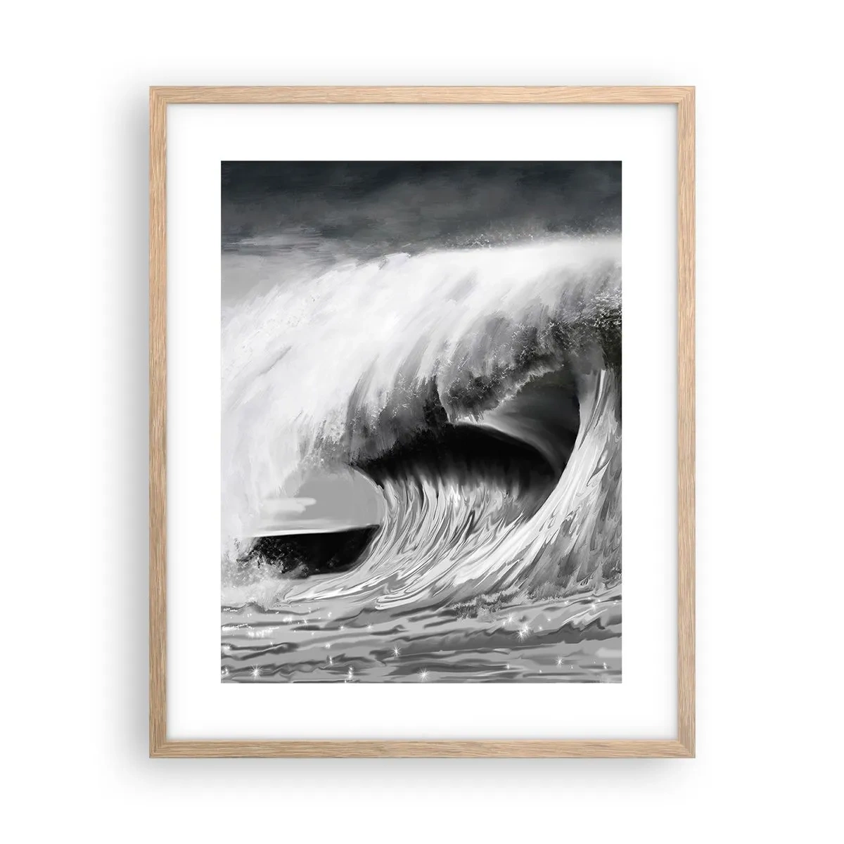Poster in einem Rahmen aus heller Eiche - Wut des Ozeans - 40x50 cm