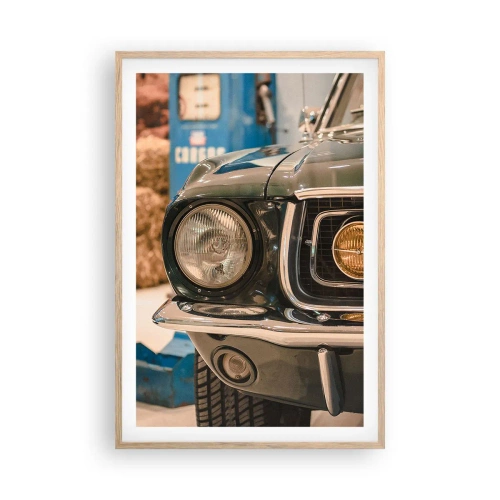 Poster in einem Rahmen aus heller Eiche - Treffen mit einer Legende - 61x91 cm